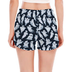 White Ghost Pattern Print Women's Split Running Shorts