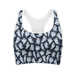 White Ghost Pattern Print Women's Sports Bra