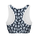 White Ghost Pattern Print Women's Sports Bra