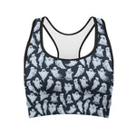 White Ghost Pattern Print Women's Sports Bra