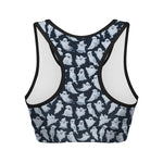 White Ghost Pattern Print Women's Sports Bra
