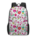 White Girly Unicorn Pattern Print 17 Inch Backpack