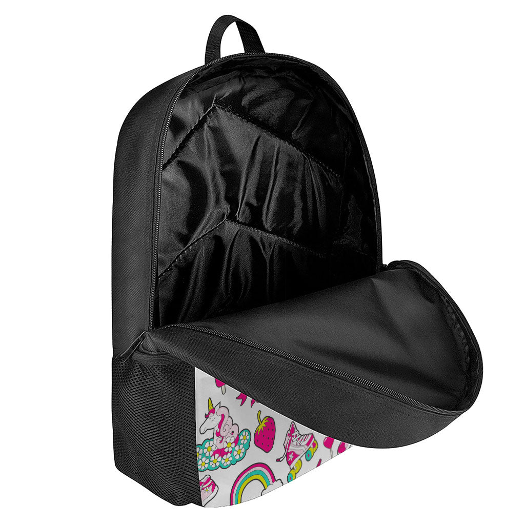 White Girly Unicorn Pattern Print 17 Inch Backpack