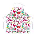 White Girly Unicorn Pattern Print Adjustable Apron