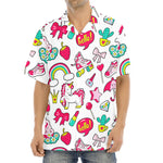 White Girly Unicorn Pattern Print Aloha Shirt