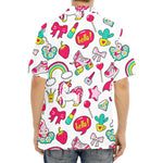 White Girly Unicorn Pattern Print Aloha Shirt