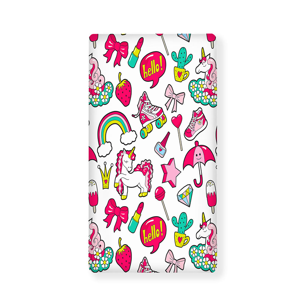 White Girly Unicorn Pattern Print Baby Crib Sheet