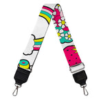 White Girly Unicorn Pattern Print Bag Strap