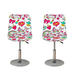 White Girly Unicorn Pattern Print Bar Stool Covers