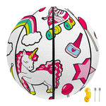 White Girly Unicorn Pattern Print Basketball