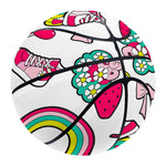 White Girly Unicorn Pattern Print Basketball