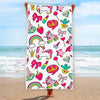 White Girly Unicorn Pattern Print Beach Towel