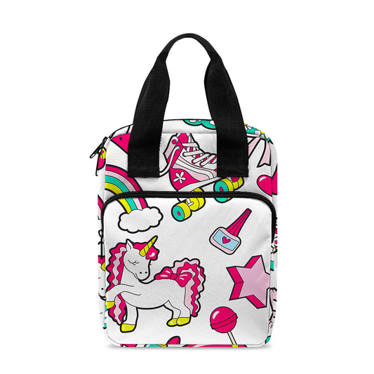 White Girly Unicorn Pattern Print Bible Tote Bag