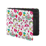 White Girly Unicorn Pattern Print Bifold Wallet