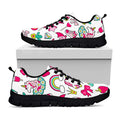 White Girly Unicorn Pattern Print Black Running Shoes