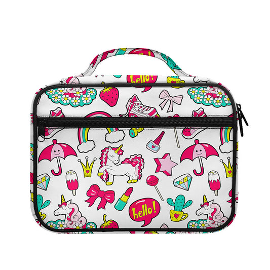 White Girly Unicorn Pattern Print Briefcase Bible Bag