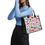 White Girly Unicorn Pattern Print Canvas Tote Bag