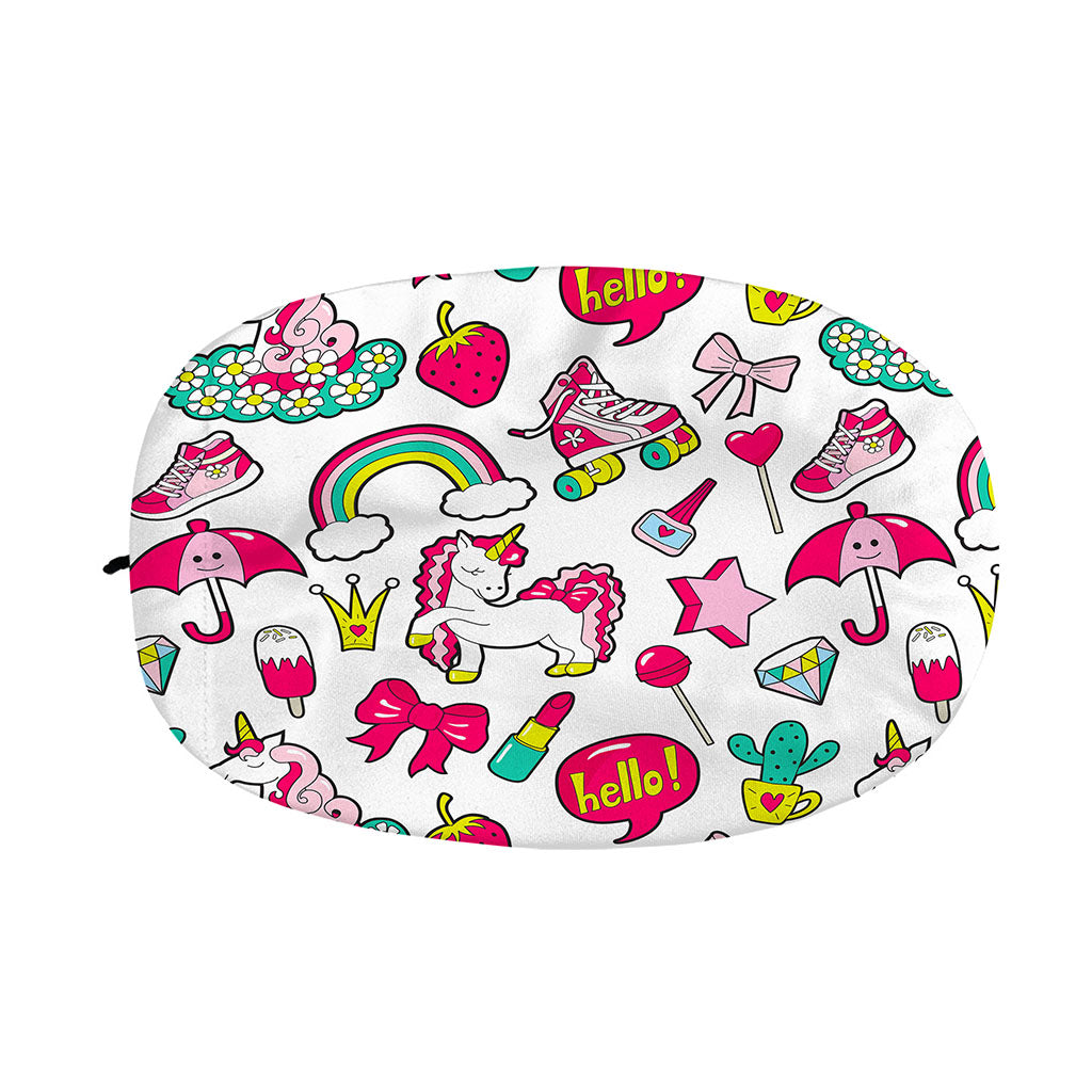 White Girly Unicorn Pattern Print Car Side Mirror Covers