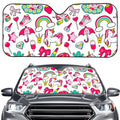 White Girly Unicorn Pattern Print Car Windshield Sun Shade
