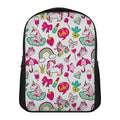 White Girly Unicorn Pattern Print Casual Backpack