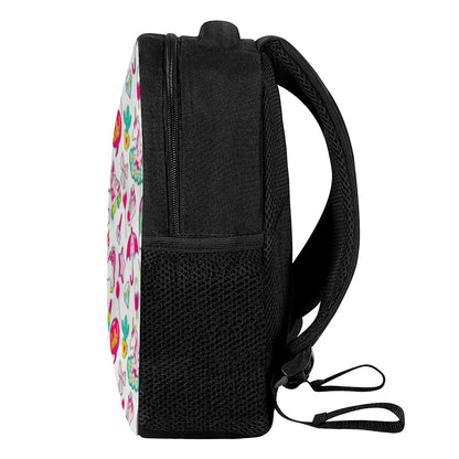 White Girly Unicorn Pattern Print Casual Backpack