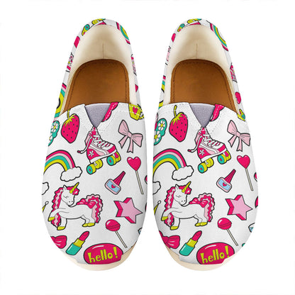 White Girly Unicorn Pattern Print Casual Shoes