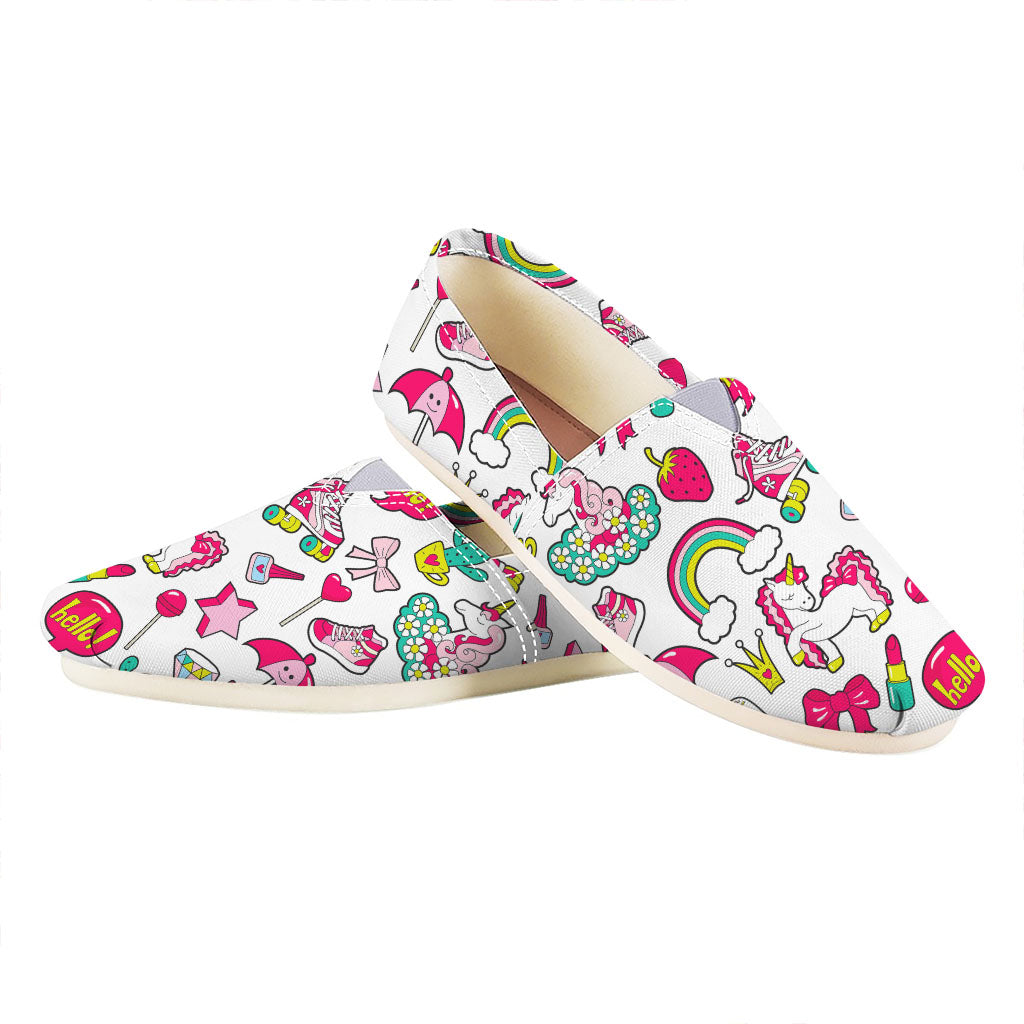 White Girly Unicorn Pattern Print Casual Shoes