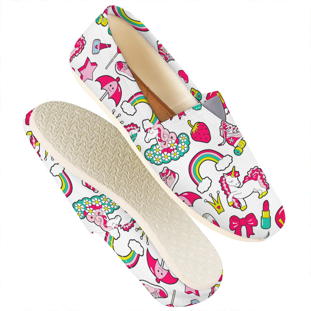 White Girly Unicorn Pattern Print Casual Shoes