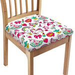 White Girly Unicorn Pattern Print Chair Cushion Cover