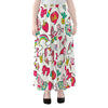 White Girly Unicorn Pattern Print Chiffon Maxi Skirt