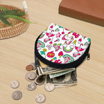 White Girly Unicorn Pattern Print Coin Purse