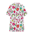 White Girly Unicorn Pattern Print Cotton Hawaiian Shirt
