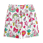 White Girly Unicorn Pattern Print Cotton Shorts