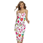 White Girly Unicorn Pattern Print Cross Back Cami Dress