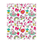 White Girly Unicorn Pattern Print Curtain