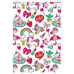 White Girly Unicorn Pattern Print Curtain