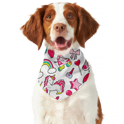 White Girly Unicorn Pattern Print Dog Bandana