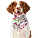 White Girly Unicorn Pattern Print Dog Bandana