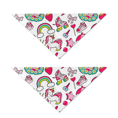 White Girly Unicorn Pattern Print Dog Bandana