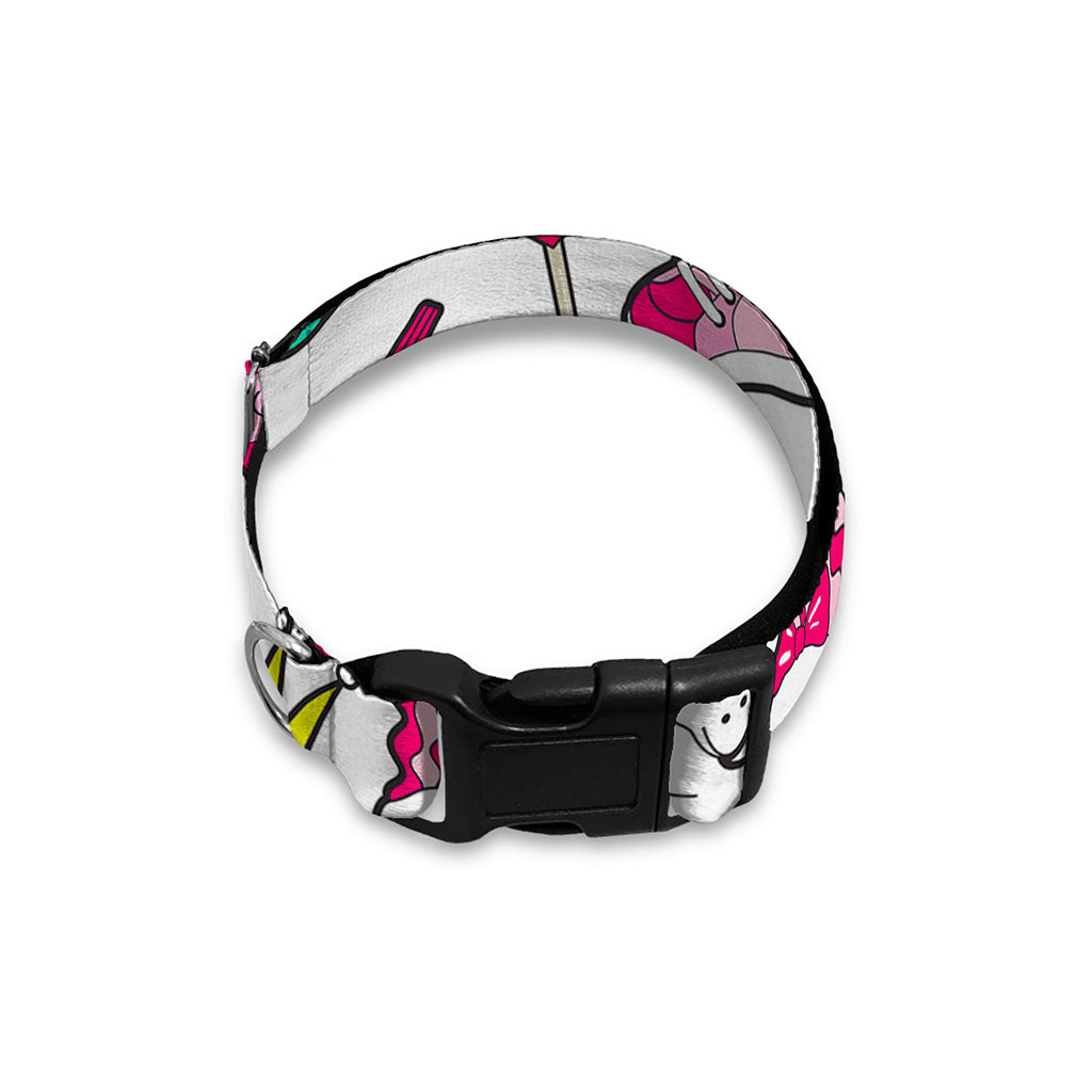 White Girly Unicorn Pattern Print Dog Collar