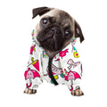 White Girly Unicorn Pattern Print Dog Zip Up Hoodie