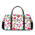 White Girly Unicorn Pattern Print Duffel Bag