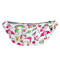 White Girly Unicorn Pattern Print Fanny Pack