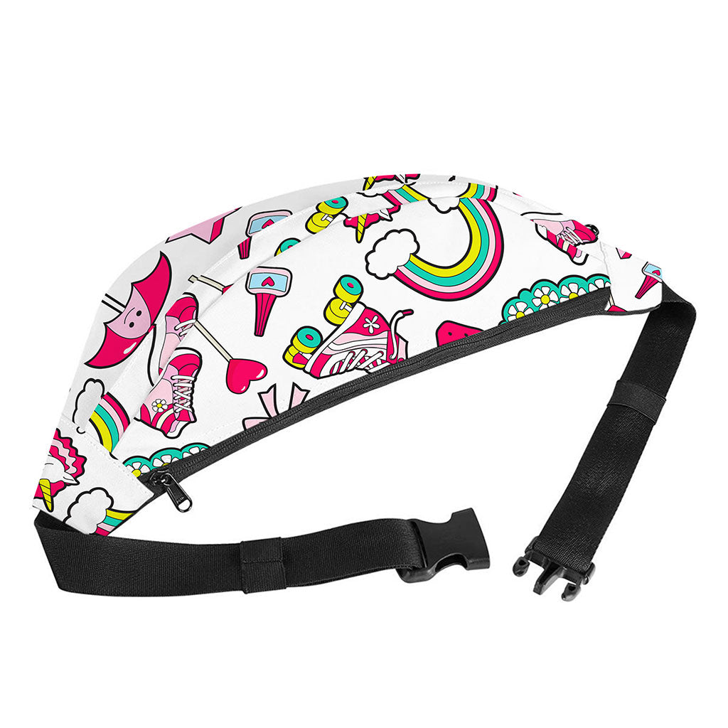 White Girly Unicorn Pattern Print Fanny Pack