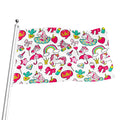White Girly Unicorn Pattern Print Flag