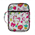 White Girly Unicorn Pattern Print Front Pocket Bible Bag