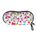 White Girly Unicorn Pattern Print Glasses Case
