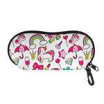 White Girly Unicorn Pattern Print Glasses Case