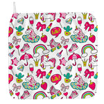 White Girly Unicorn Pattern Print Hand Towel