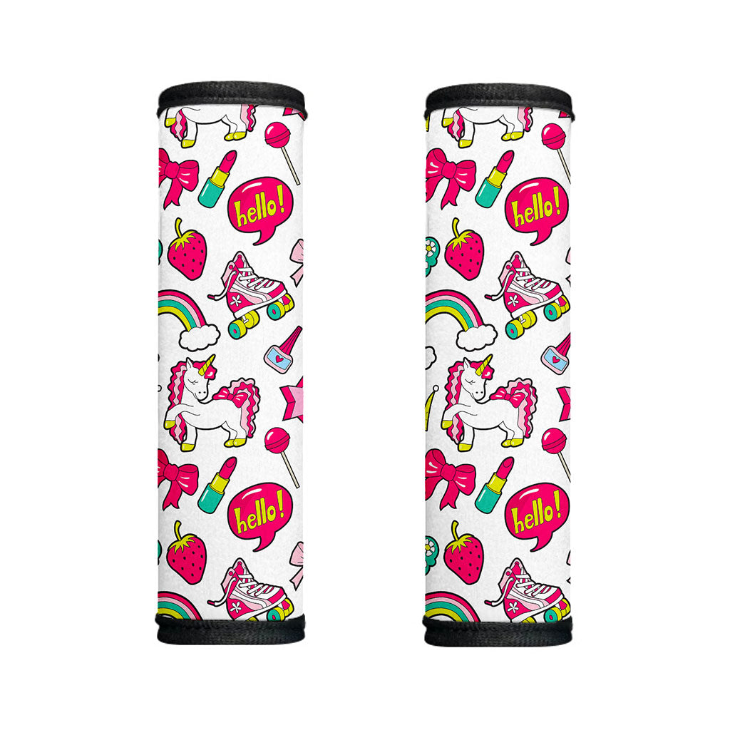 White Girly Unicorn Pattern Print Handle Covers